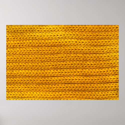 A pattern of yellow knitted fabric of yarn poster