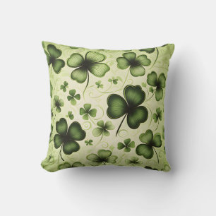 A Pattern Shamrocks and Clovers Throw Pillow