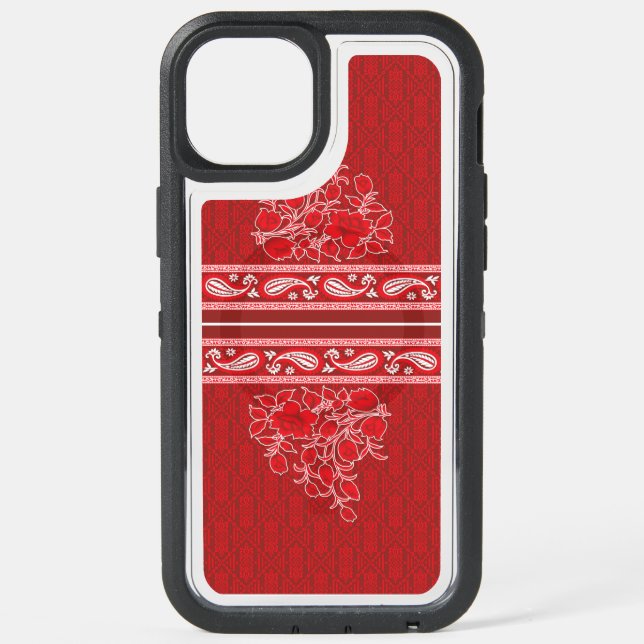 A patterned artwork displaying red and brown hues, iPhone 15 plus case (Back)