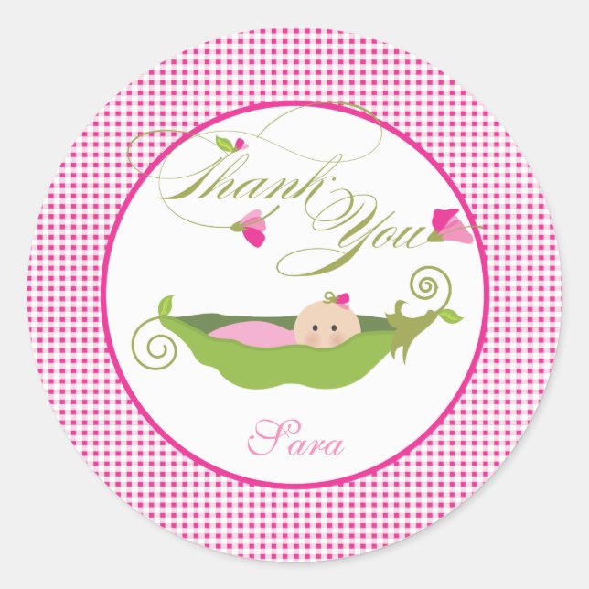 A  Pea in a Pod Baby Shower Favor Sticker (Front)