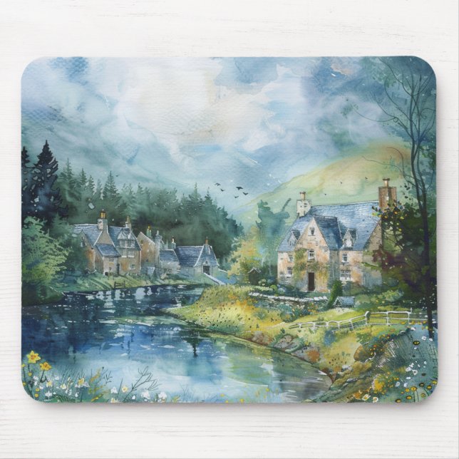 A Peaceful Scottish Village Mouse Pad (Front)
