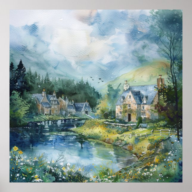 A Peaceful Scottish Village Poster (Front)