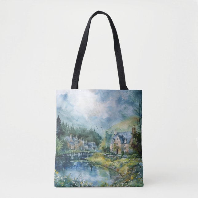 A Peaceful Scottish Village Tote Bag (Front)