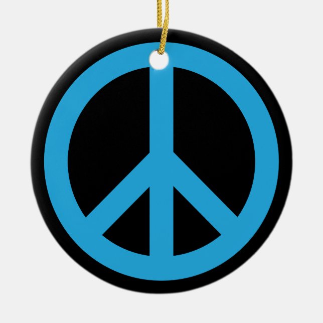 A Peaceful Theme - Peace Sign Ceramic Ornament (Front)