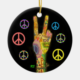 A Peaceful Theme - Peace Sign Ceramic Ornament