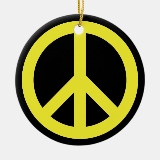 A Peaceful Theme - Peace Sign Ceramic Ornament (Front)