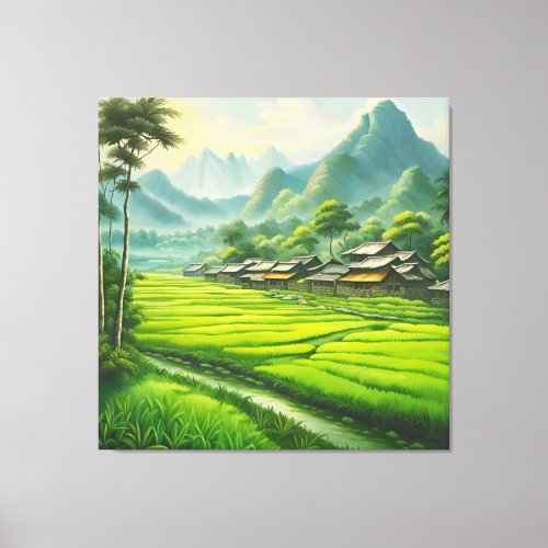 A Peaceful Village in the Valley Canvas Print