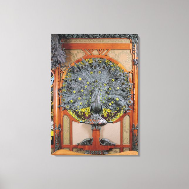 A peacock from the central panel of a mural canvas print (Front)