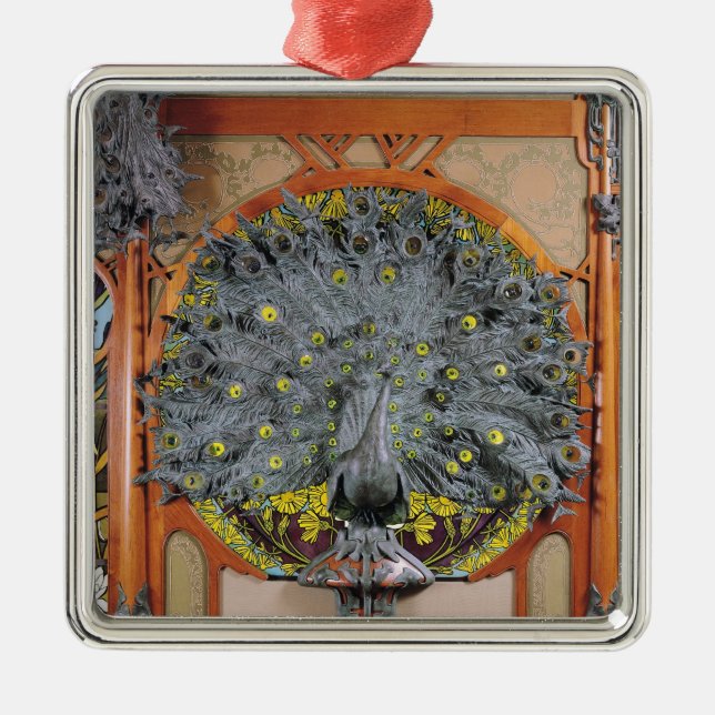 A peacock from the central panel of a mural metal ornament (Front)