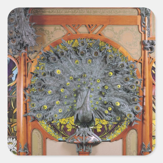 A peacock from the central panel of a mural square sticker (Front)