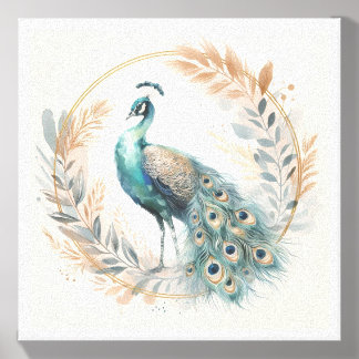 A peacock poster canvas photo tile 