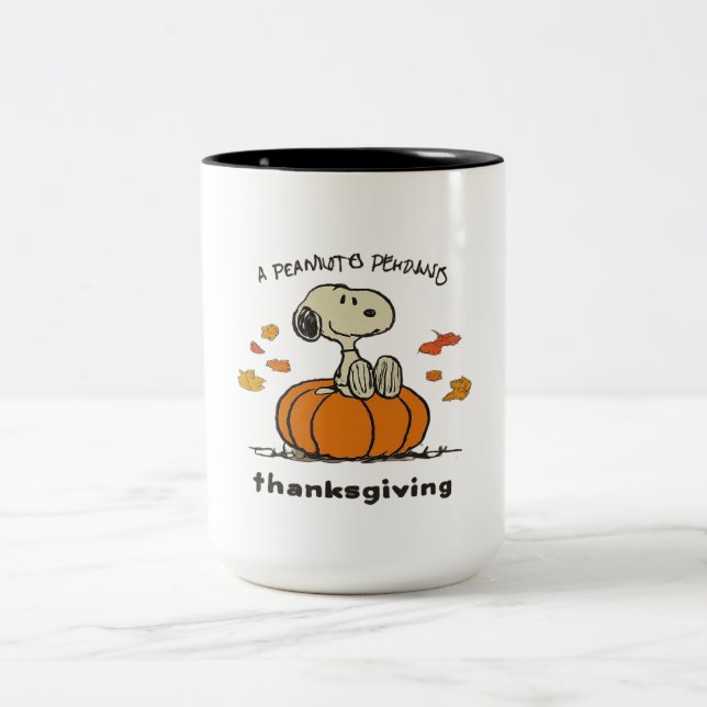 A Peanuts Thanksgiving Two-Tone Coffee Mug (Center)