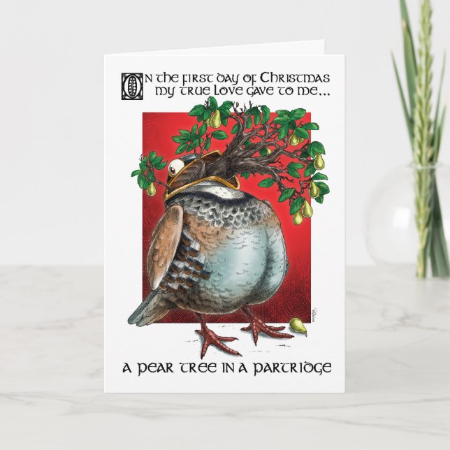 A Pear Tree in a Partridge Holiday Card (Front)