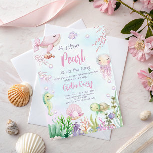 A Pearl Is on the Way baby shower invitation 