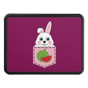 A Peeking White Bunny and a Watermelon Fruit Hitch Cover