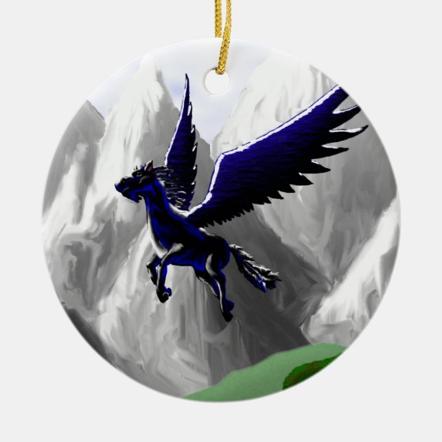 A Pegasus Flying Ceramic Ornament (Front)