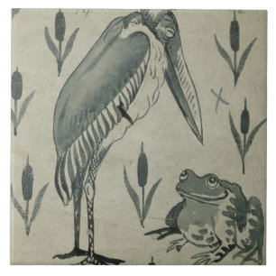 A Pelican and Frog in Conversation (w/c on paper) Tile