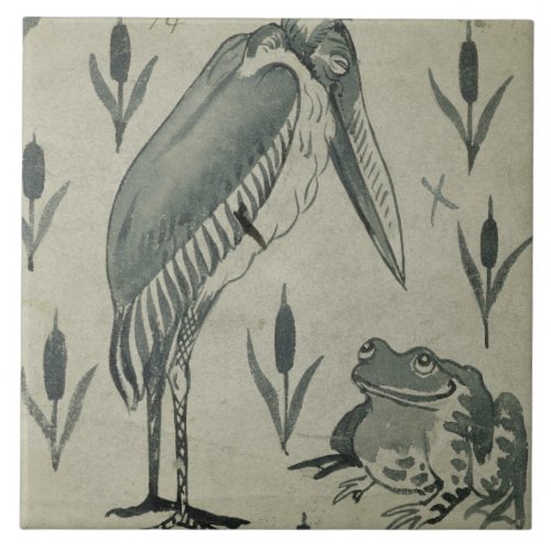 A Pelican and Frog in Conversation wc on paper Tile