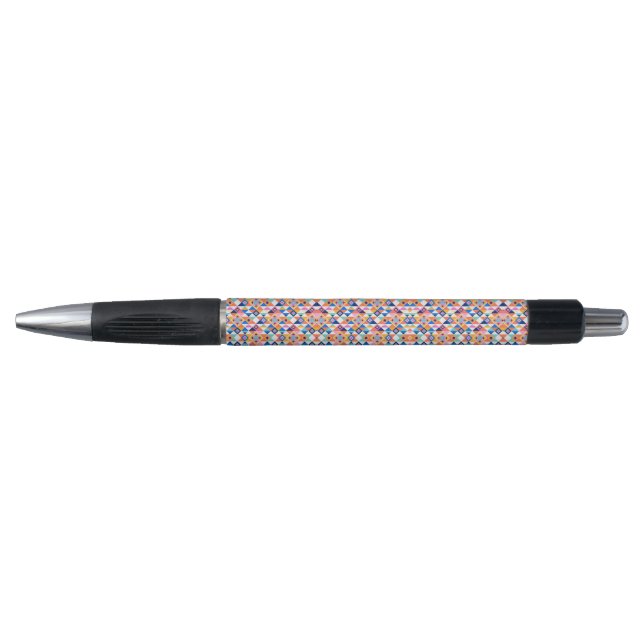 A pen with a colorful geometric pattern  (Front)