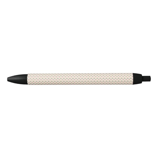 A pen with a textured beige body and black accents (Front)
