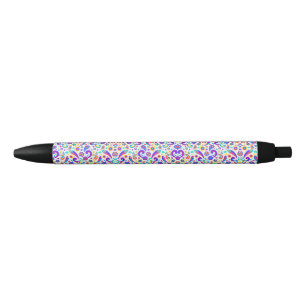 A pen with a vibrant floral pattern on its barrel