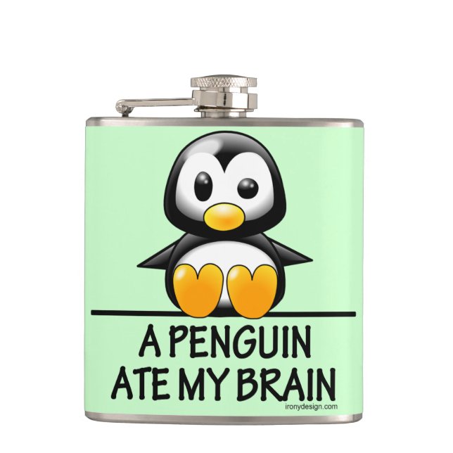A Penguin Ate My Brain Flask (Front)