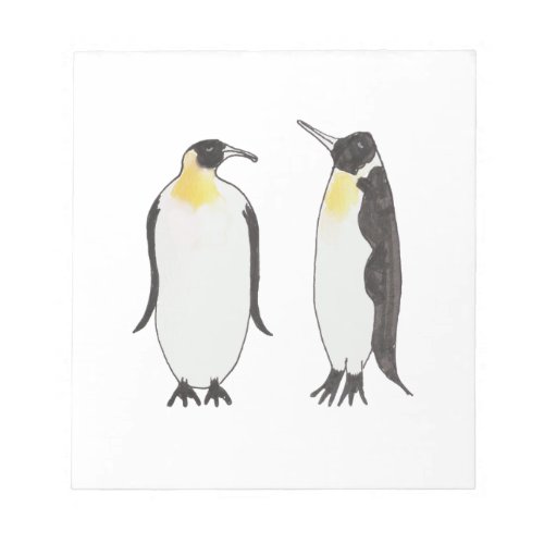 A Penguin Couple  Ink Drawing Notepad