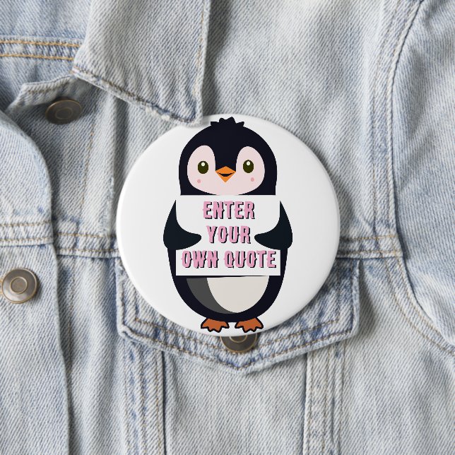 A penguin holding a sign with customizable text th button (In Situ)
