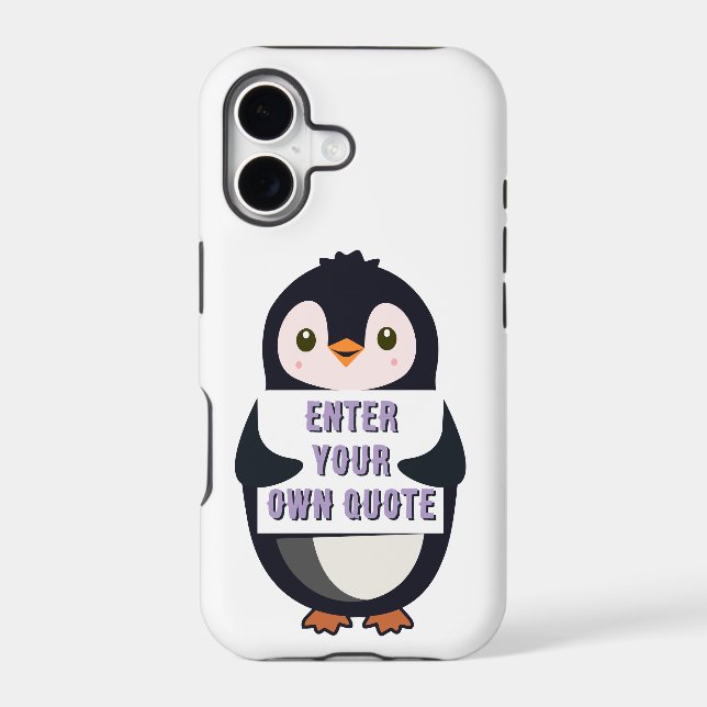 A penguin holding a sign with customizable text th Case-Mate iPhone case (Back)