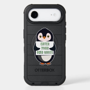 A penguin holding a sign with customizable text th iPhone 17 air case