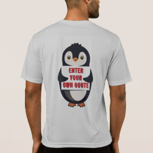 A penguin holding a sign with customizable text th T-Shirt