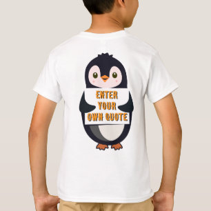 A penguin holding a sign with customizable text th T-Shirt