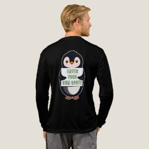 A penguin holding a sign with customizable text th Tri-Blend shirt
