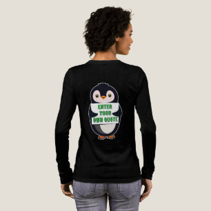A penguin holding a sign with customizable text th Tri-Blend shirt