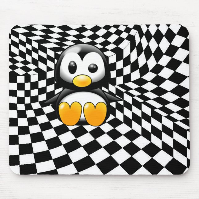 A Penguin's Checkers Nightmare Mouse Pad (Front)