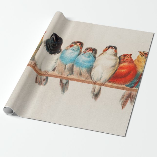 A Perch of Birds, 1880 by Hector Giacomelli Wrapping Paper (Unrolled)