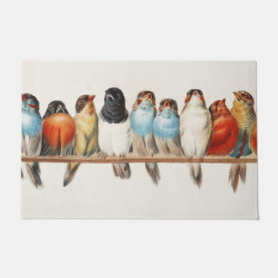 A Perch of Birds Vintage Finch Illustration, 1880 Doormat