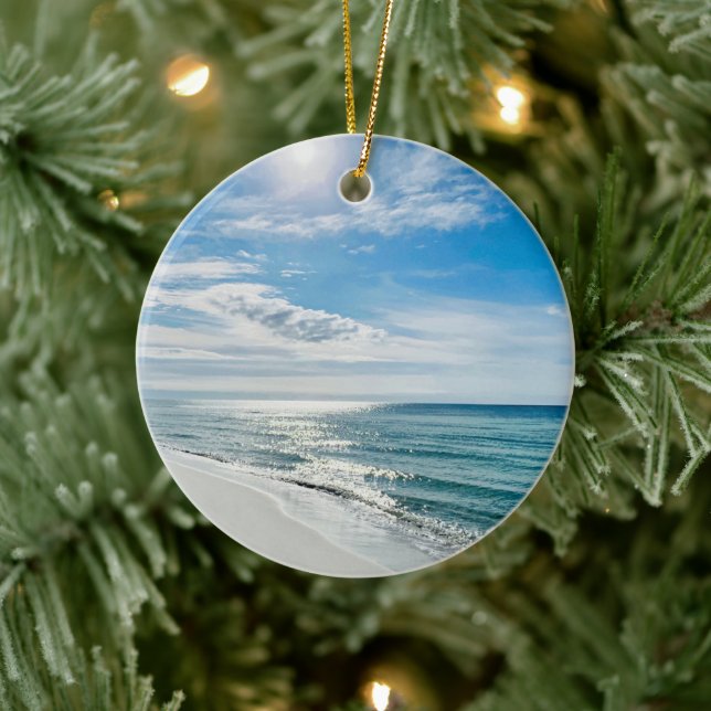 A Perfect Beach Day My Happy Place Christmas Ceramic Ornament (Tree)