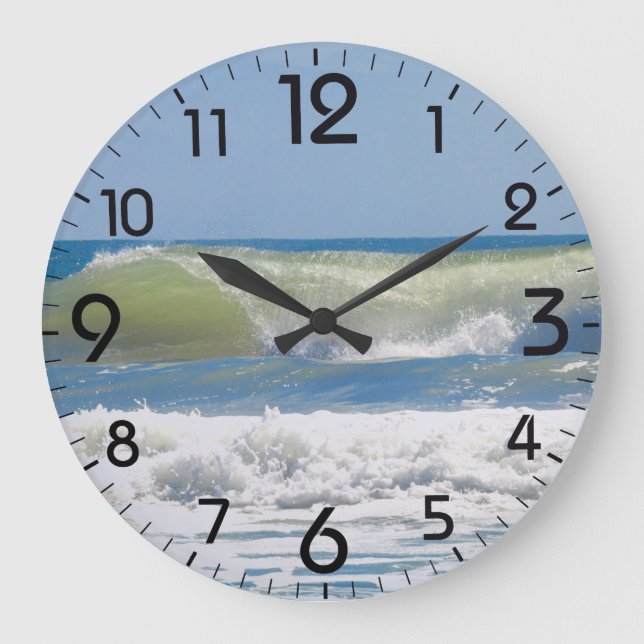 A perfect beach wave large clock (Front)