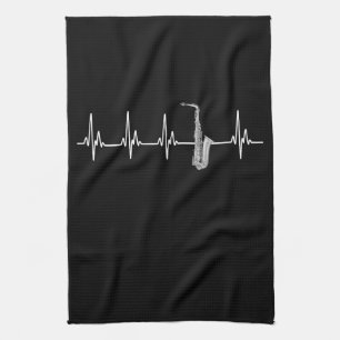 A perfect gift for any saxophone player, a EKG hea Kitchen Towel