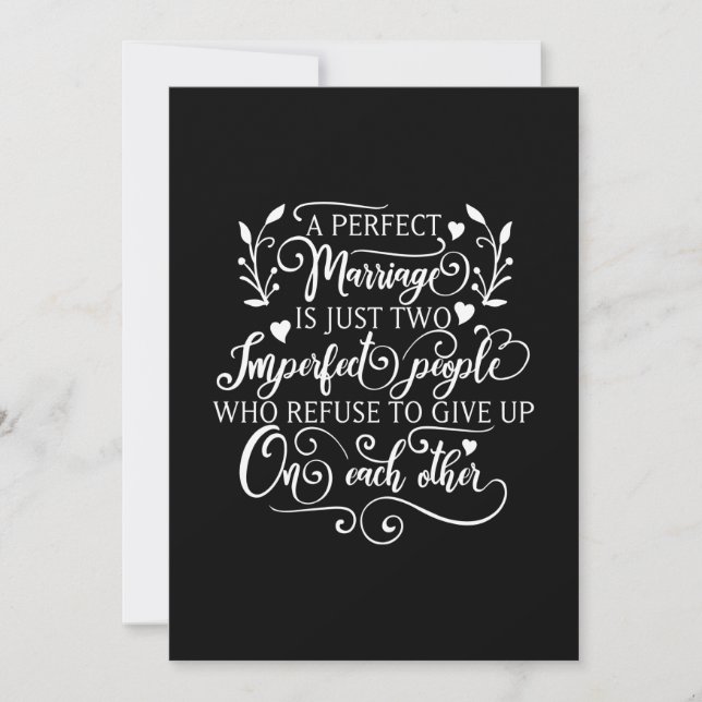 A perfect marriage is just two imperfect people thank you card (Front)