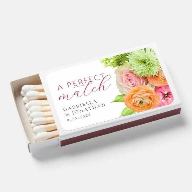 A Perfect Match Orange Pink Floral Wedding  (Front Open)