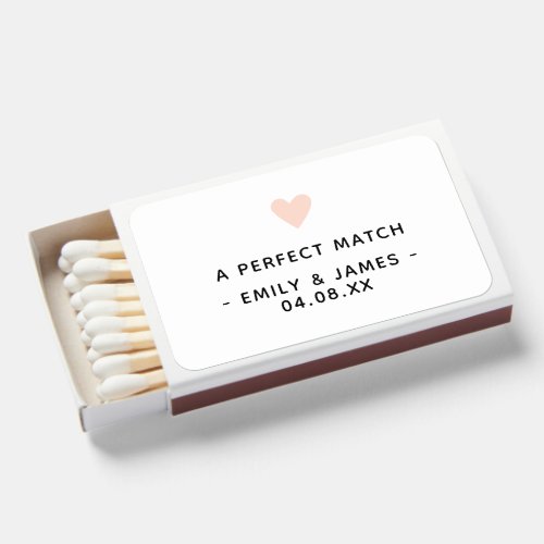 A Perfect Match Simple Pink Heart Wedding Favor