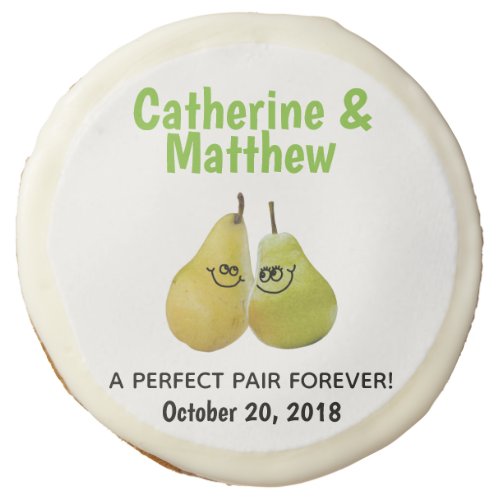 A Perfect Pair Cartoon Pear Wedding Favor Sugar Cookie