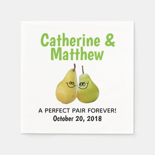 A Perfect Pair Cartoon Pear Wedding Napkins