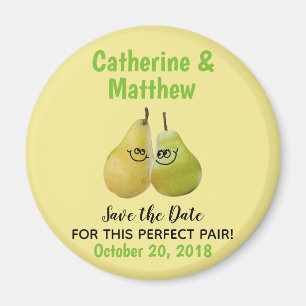 A Perfect Pair Cartoon Pear Wedding Save the Date Magnet