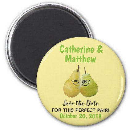 A Perfect Pair Cartoon Pear Wedding Save the Date Magnet