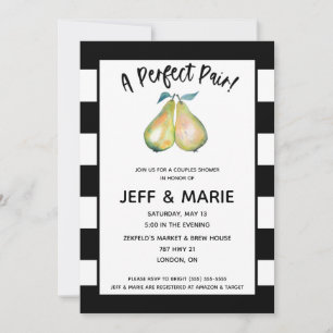 A Perfect Pair! Modern Pear Couples Bridal Shower Invitation
