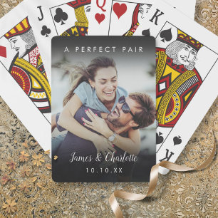 A Perfect Pair Name Date Couple Photo Poker Cards