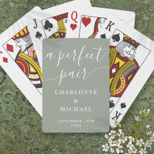 A Perfect Pair Sage Green Wedding Favor Poker Cards